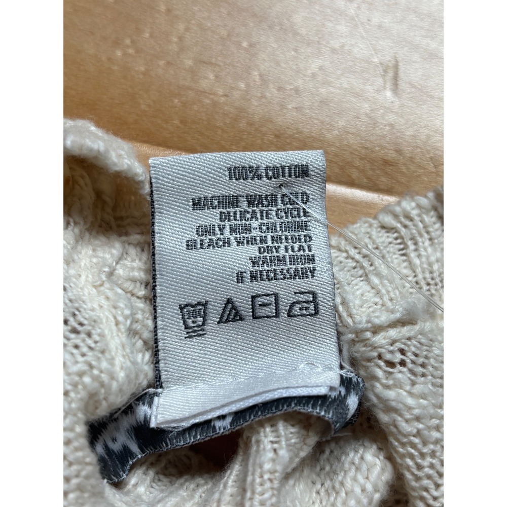 American Rag Sweater Owl Graphic Women M Cream Cotton Knit NEW - Picture 7 of 9